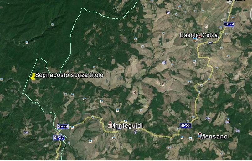 Mappa che mostra la posizione di Monteburniano vicino a Monteguidi e Casole d'Elsa